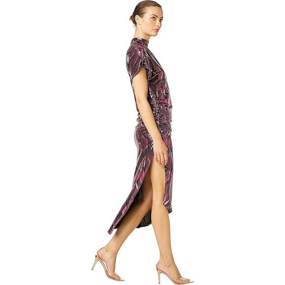 Misa Los Angeles Divia Sequin Party Asymmetric Mock Neck NWT Dress Large $465 - Picture 3 of 7